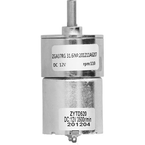 DC 12V geared motor, high torque electric micro-reduction gear motor, center output shaft 37mm diameter gearbox ZGA37RG 110R-12V (1/5)