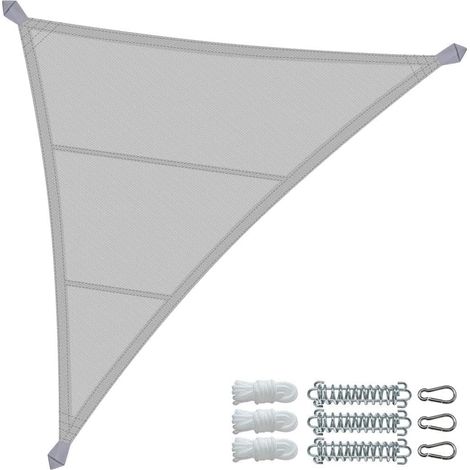 VOUNOT® Wasserdicht Sonnensegel Dreieckig mit Befestigung Set, 5x5x5m, Grau
