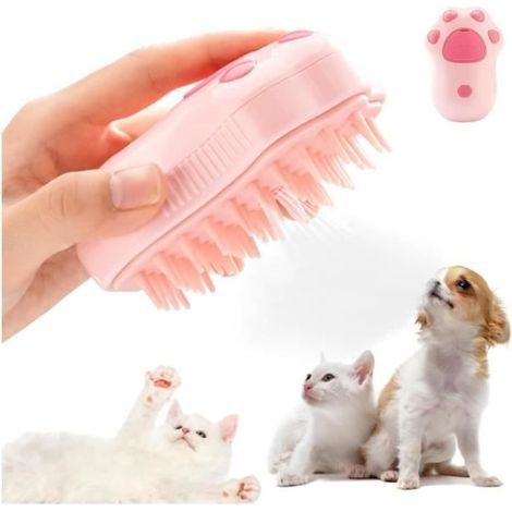 Steamy Brosse pour Chat, Brosse à Vapeur 3 en 1 pour Chat, Brosse à Poils de Chat à Vapeur, Brosse Chat Chien avec Vapeur pour (1/4)