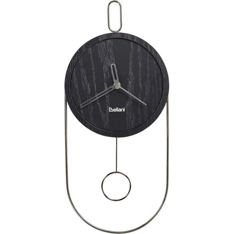 Horloge Murale Suspendue en MDF 20 x 45 cm Design Sans Chiffre Pendule Noire Sierre (1/5)