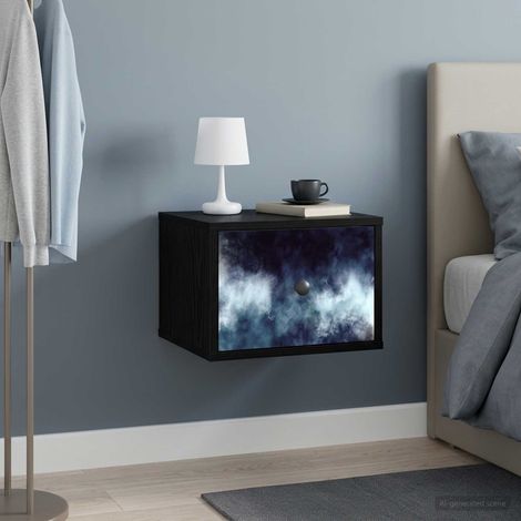 vidaXL Mesita de noche de pared RAALTE Roble Negro 36 x 33 x 25 cm (1/5)