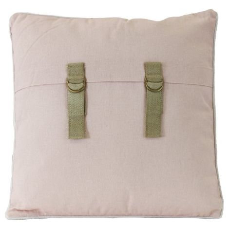 Coussin carré shabby chic coton et polyester rose Djamelia (1/2)