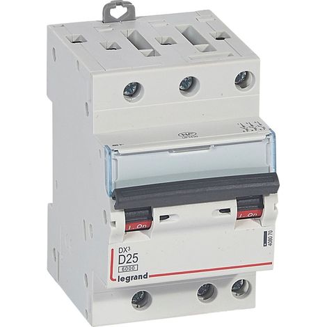 Disjoncteur Modulaire DX3 3P Courbe D 25A 6kA 3 Modules Legrand LEG408070