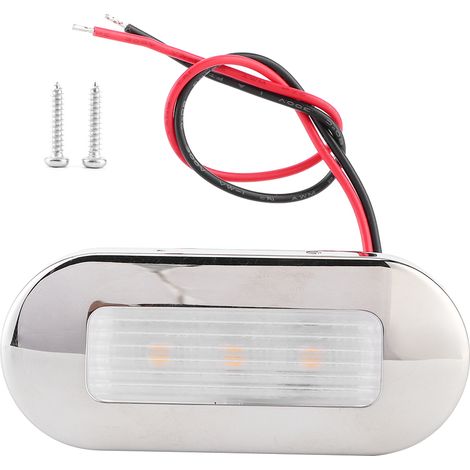 Jeffergarden Plafonnier LED ovale IP67 12V DC (3 LEDs) Blanc chaud - Pour bateau, camping-car (Éclairage de courtoisie) (1/5)