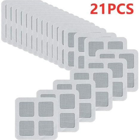 Ruban de réparation de moustiquaire,Lot de 21 Pcs Patch Ruban de Réparation Adhésif 10 x 10 cm pour Filet Moustiquaire Fenêtre Porte