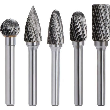 Fraise Rotative Carbure de Tungstène - Double Coupe - Tige 6mm - Tête 10mm - Outil Perceuse Ponceuse 5 Pièces (1/5)