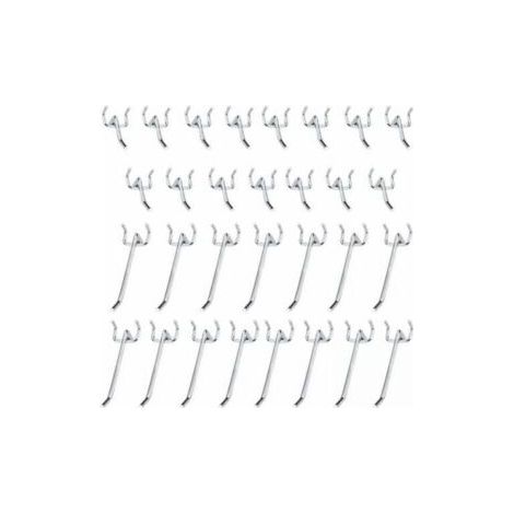 Crochets pour panneaux perforés en métal, accessoires pour panneaux perforés, ensemble de crochets simples de 10cm et 5cm pour Garages, remises à outils, ateliers, 30 pièces (1/5)
