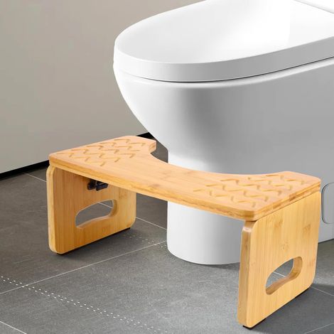 Taburete de baño de bambú - 20,3 cm - Para adultos y niños - Madera natural (1/5)