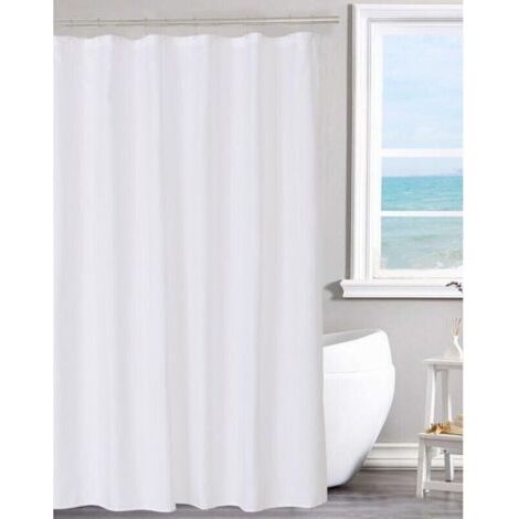 Doublure de rideau de douche en tissu blanc uni avec aimants, qualité hôtelière, lavable en machine, 70 x 72 pouces pour salle de bain (1/4)