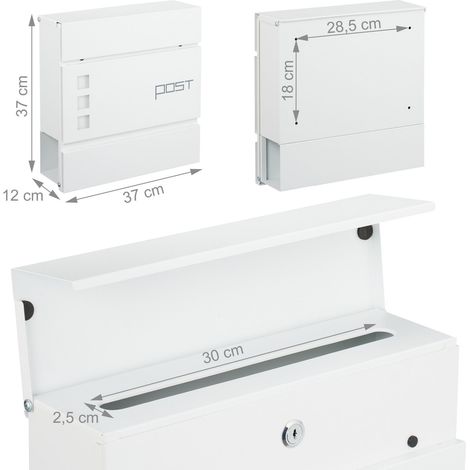 Buzón moderno con tarjetero para sobres de formato C4 37 x 37 x 12 cm de hierro negro 130017445 (1/3)