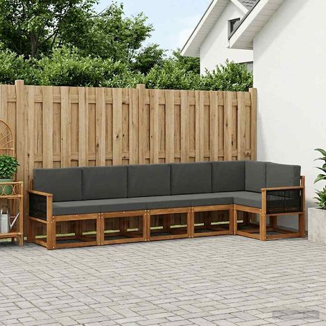 vidaXL Ensemble de canapés d'extérieur 6 pc Naturel et Anthracite (1/5)