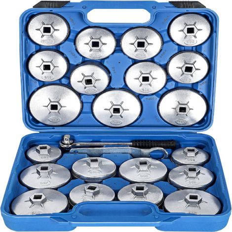 23pcs Oil Filter Socket Set Cup Typ Oil Filter Wrench Aluminum Alloy Oil Filter Removal Tool Wrench Socket Adapter Remover Tool Kit with Spanner Case with a Storage Case with Spanner (1/5)