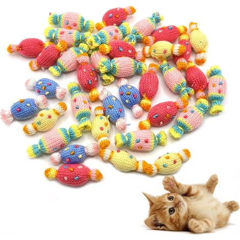 MCBOSON Jouet pour chat - Bonbons en laine multicolores (Lot de 10) (1/5)