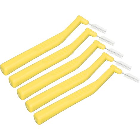5 pièces Brossettes Interdentaires en Forme de L, Nettoyage Efficace contre la Plaque, Idéal pour Appareil Dentaire et Soins Bucco-dentaires, Jaune