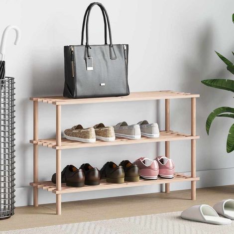 Schuhregal mit 3 Böden Massivholz Tanne