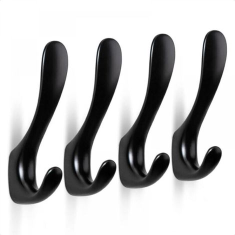 Set mit 4 Schraubwandhaken aus Zinklegierung, einzeln anzubringende Wandhaken, Haken für Kleidung, Hüte, Handtücher, Rucksäcke (schwarz)