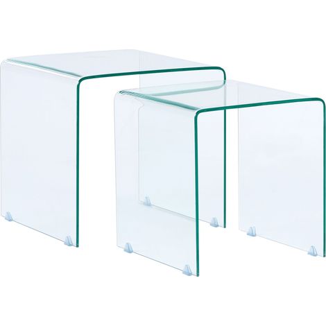 Beistelltisch 2er Set KENDALL Sicherheitsglas Transparent