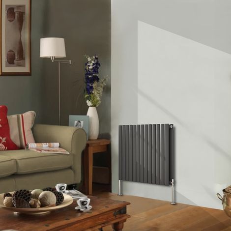 NRG Designer Radiator Oval Column Central Heating Anthracite Rads Horizontal 600x767mm Double