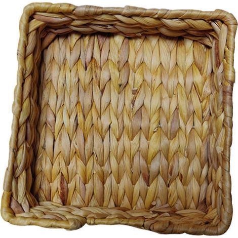Panier de rangement tressé à la main en jacinthe d'eau (1 pièce), organisateur de bureau-22X22X7cm (1/3)
