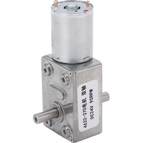 Gleichstrom-Getriebemotor, Doppelwelle, Drehrichtung einstellbar, quadratische Turbine, Schneckengetriebe, Drehzahlreduzierung, 24 V DC, 90 U/min (1/5)