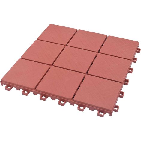 Piastrella per Decking 10 pcs Rosso 30,5 x 30,5 x 2,2 cm vidaXL