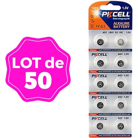 50 Piles Bouton AG3 Super Alcaline 1.5V Kodak (1/2)
