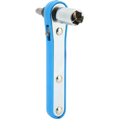 Clé à cliquet bleue de 10 mm avec embout de tournevis PH2 pour réparations (1/5)