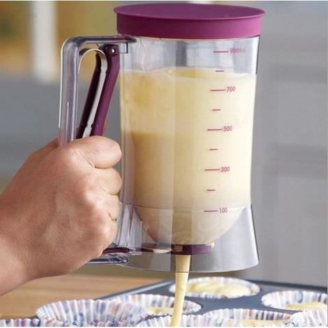 Machine à pâtes manuelle,Distributeur de pâtes à gâteaux Outil de cuisson, capacité de 900ml crêpes Muffin Cupcakes carafe à (1/4)