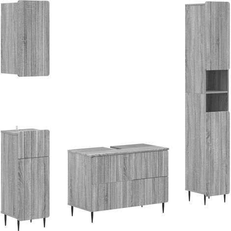 4 Piece Bathroom Cabinet Set ZWOLLE Grey Sonoma Engineered Wood vidaXL (1/5)