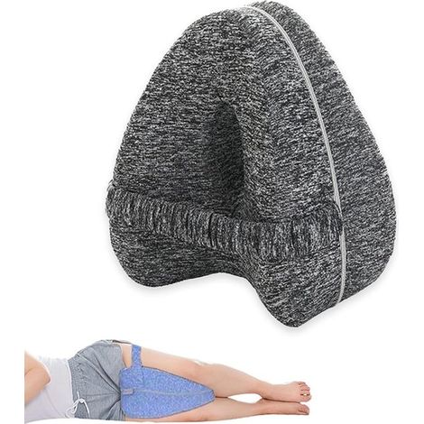Coussin pour les jambes - Coussin pour les genoux - Coussin latéral - Support pour les jambes - Taie d'oreiller amovible et lavable - Mousse à mémoire de forme - Gris (1/5)