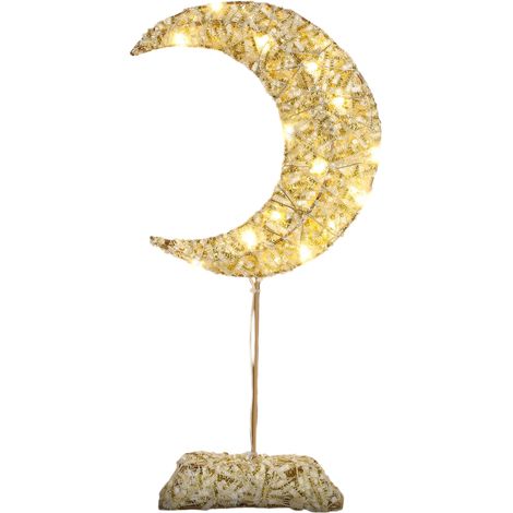 Lampada Tavolo Notturna LED Batterie Luna Oro 38 cm (1/5)