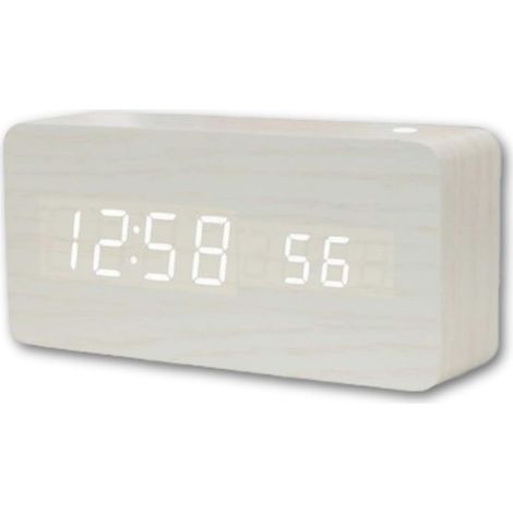 Mini-LED-Digitalwecker aus Holz, elektronische digitale LED-Tischuhr mit Zeit-/Temperaturanzeige, USB- oder batteriebetrieben für Zuhause und Büro. (3)