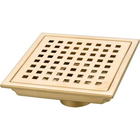 Brushed Gold Square Shower Floor Drain, 304 Stainless Steel for Bathroom Kitchen Waste Grate Large Flow Drainer 150MM