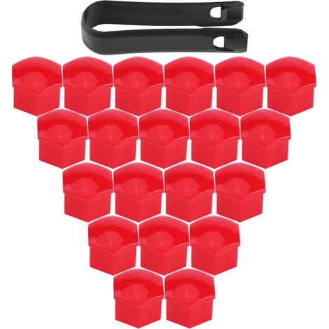 20Jantes Moyeu Cache Écrou Boulon Vis Protection Pneu Capuchon Universel Rouge (1/5)
