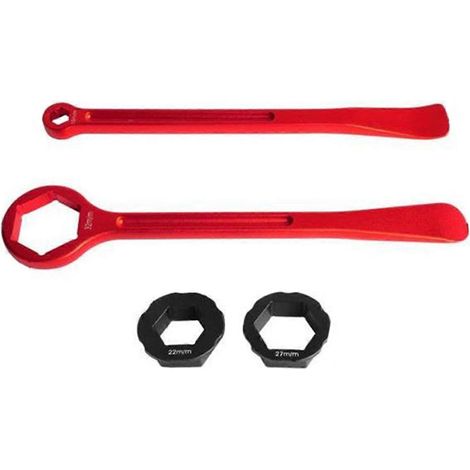 Kit de démontage de pneus moto avec outil de démontage rapide (10 mm/13 mm/22 mm/27 mm/32 mm), clé et démonte-pneus. (1/4)