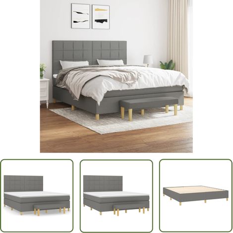 The Living Store Boxspringbett mit Matratze Dunkelgrau 160x200 cm Stoff - Boxspringbett - Doppelbett - Bett Mit Matratze - Bettauflage - Schlafsystem (1/5)