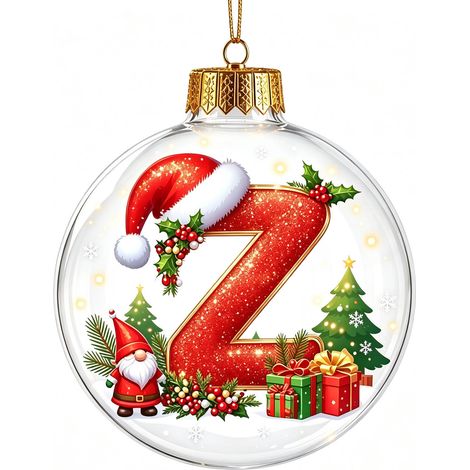 Boule à neige de Noël 3D en acrylique transparent, lettres, décoration à suspendre pour sapin de Noël (non lumineuse) (1/5)