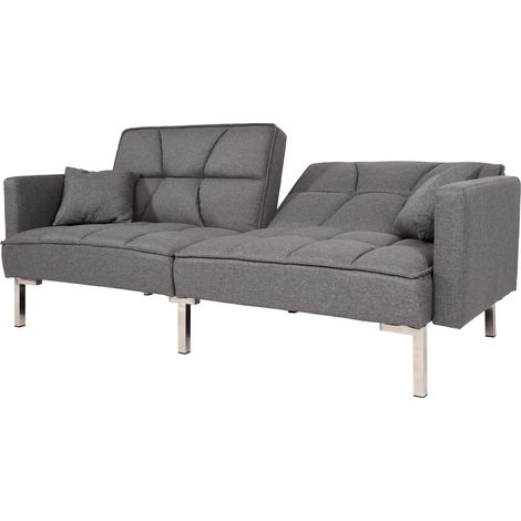 Schlafsofa HHG-894, Schlafcouch Bettsofa Gästebett, Schlaffunktion Liegefläche 170x104 cm Stoff/Textil grau
