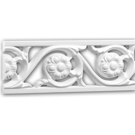 Profhome Decor – Moulure décorative frise polystyrène blanc 200 cm – Style Rococo-Baroque – Haute résistance aux chocs – Facile à peindre