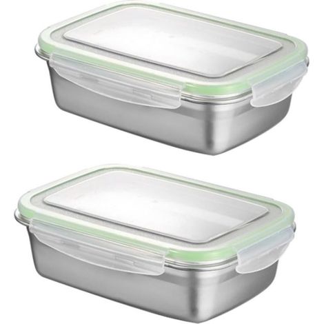 Boîte à bento en acier inoxydable 2 pièces avec couvercle (1/5)