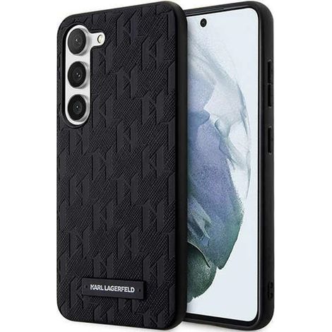 Karl Lagerfeld Saffiano Monogramm Metall Logo - Samsung Galaxy S24 Hülle (Schwarz) (1/5)