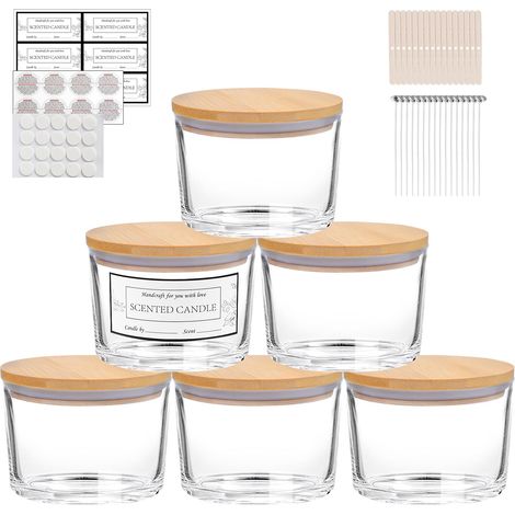 Lot de 6 bougies en verre transparent à large ouverture de 473 ml (1/5)