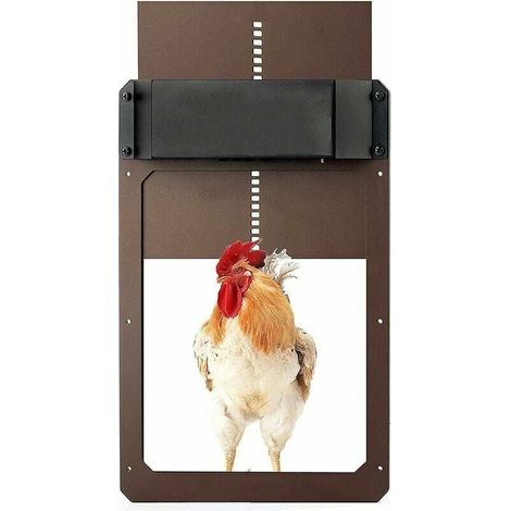 Kit de porte de poulailler automatique, porte de poulailler automatique alimentée par batterie avec minuterie et capteur de lumière, accessoires de poulailler (1/3)