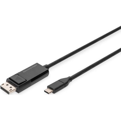 Digitus Cable adaptador bidireccional DisplayPort, tipo C-DP M/M, 2,0 m, UHD 8K a 30 Hz, DP 1.4, negro (1/2)