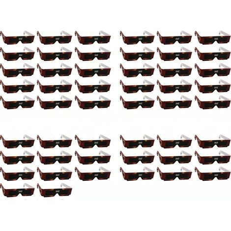 Lunettes d'observation d'éclipse solaire 2026, certifiées CE et ISO, motifs Soleil Rouge, protection solaire sécurisée, lot de 50.