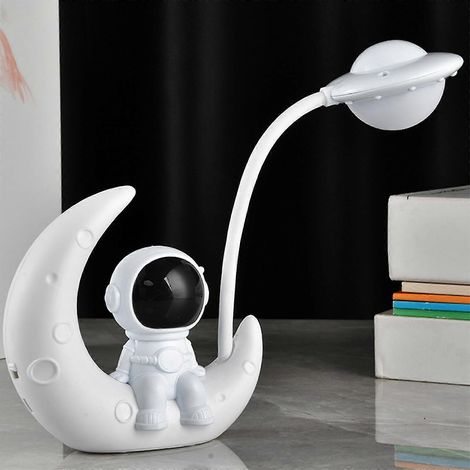 Lampe de table LED sans fil Spaceman Moon, lampe de chevet pour chambre d'enfant, cadeau d'anniversaire pour garçon, lampe de bureau blanche (1/5)