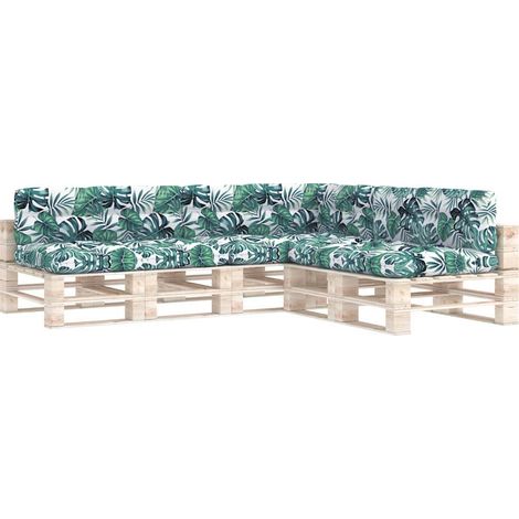 Maison Exclusive - Coussins de canapé palette lot de 7 Motif de feuilles (1/5)