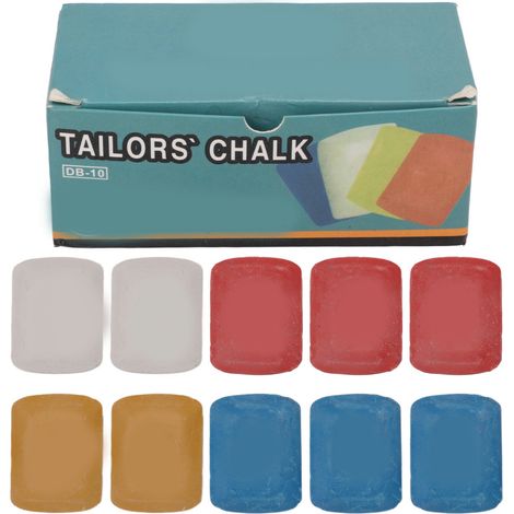 10Pcs Tailors Chalk 4 Colors Wide Application Easy Removal Easy to Apply Fabric Chalk for Tailoring Fabric DIY (1/5)