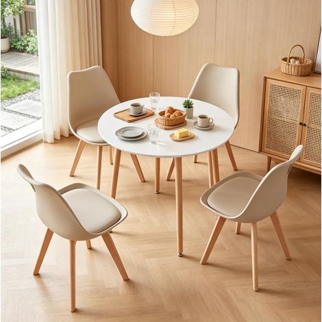 Set elegante tavolo rotondo e 4 sedie per conversare e mangiare (1/5)