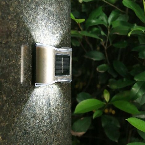 Lampe Solaire Extérieur 6LED Lumière Solaire Eclairage sans Fil Lampe Mural Etanche pour Jardin Patio Cour - Lumière blanche (1/5)